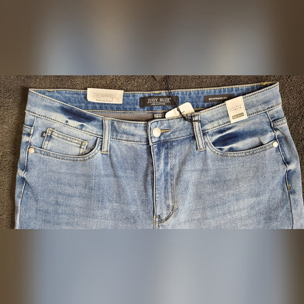 Judy Blue High Waist Boyfriend Jeans Thermadenim Undone Hem Womens size 15/32β - Picture 7 of 16